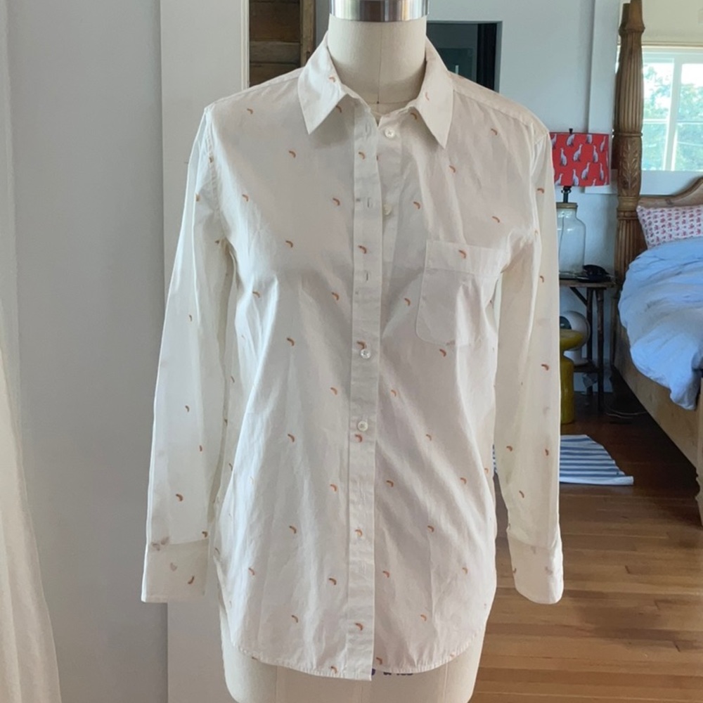 Equipment Femme White cotton Shirt with Banana Embroidery XS